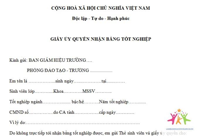 ủy quyền nhận bằng đại học