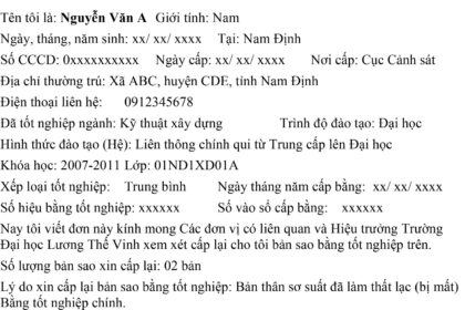 xin bản sao bằng đại học